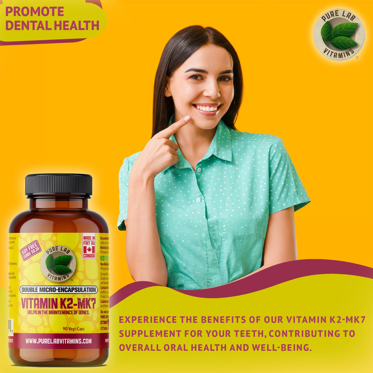 Pure Lab Vitamins Vitamin K2 MK7 capsule ingredients label