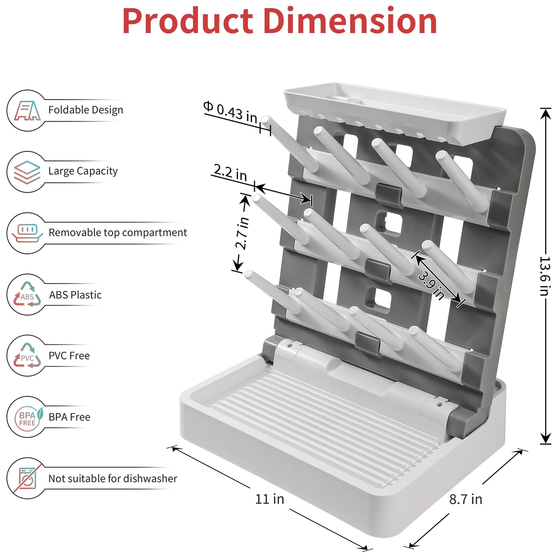 Cinwwni baby bottle organizer holding multiple bottles and pump parts