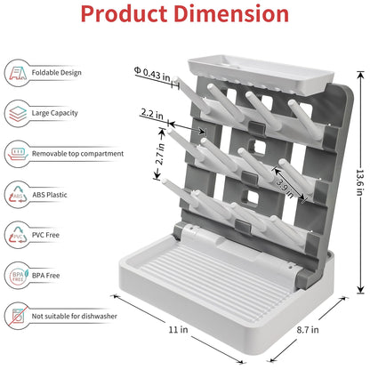 Cinwwni baby bottle organizer holding multiple bottles and pump parts