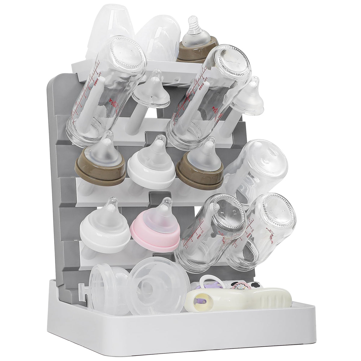 Cinwwni bottle dryer with accessories neatly arranged