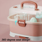 Zdolmy nursing bottle organizer with dust-proof cover open