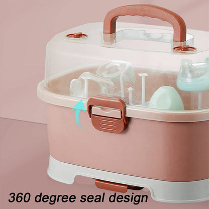 Zdolmy nursing bottle organizer with dust-proof cover open