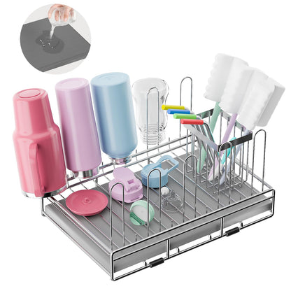 Top down view of Chilinii stainless steel bottle drying rack layout