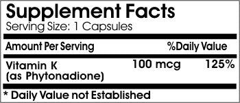 Naturetition phytonadione supplement capsule bottle label details