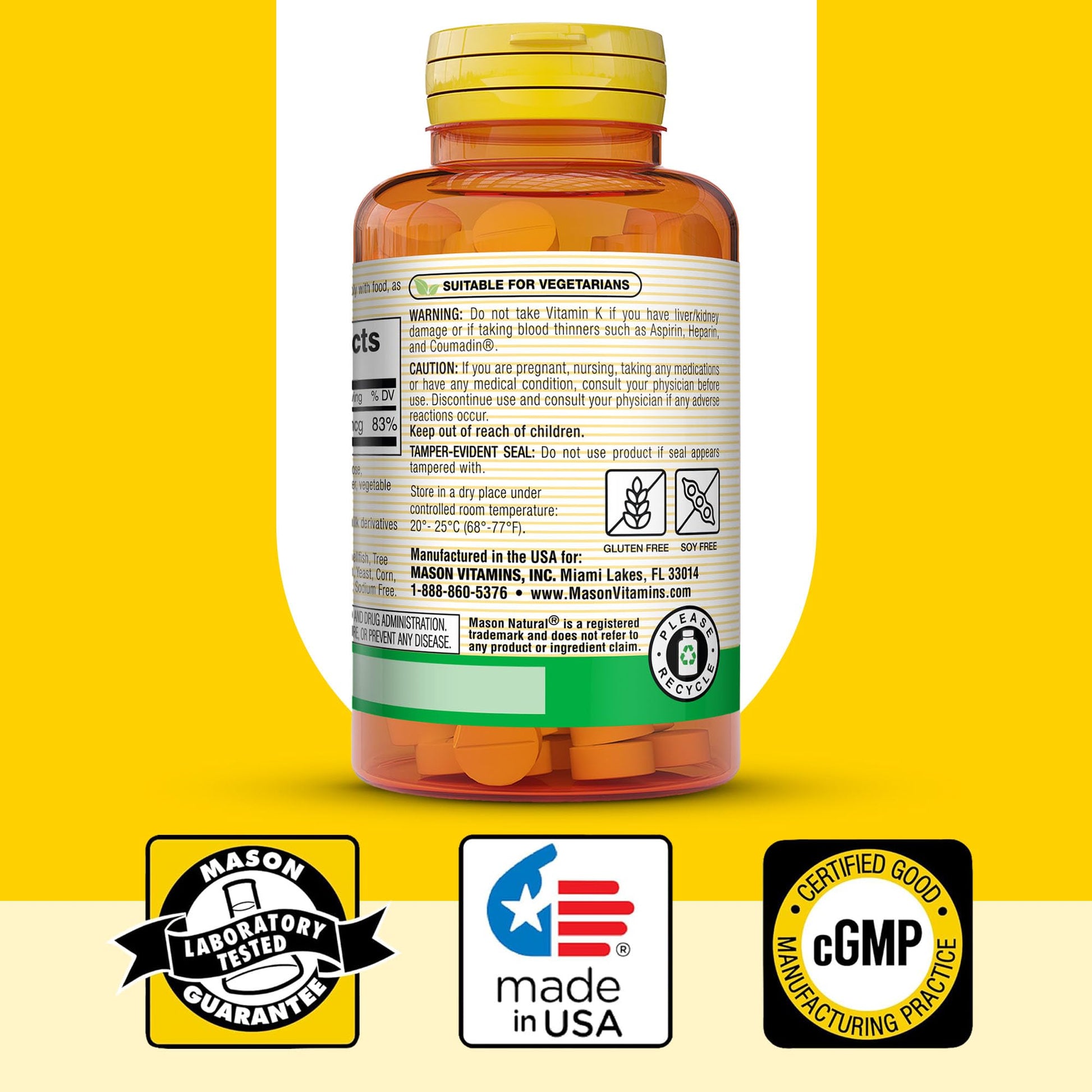 Mason Natural Vitamin K 100 tablets showing calcium absorption benefits