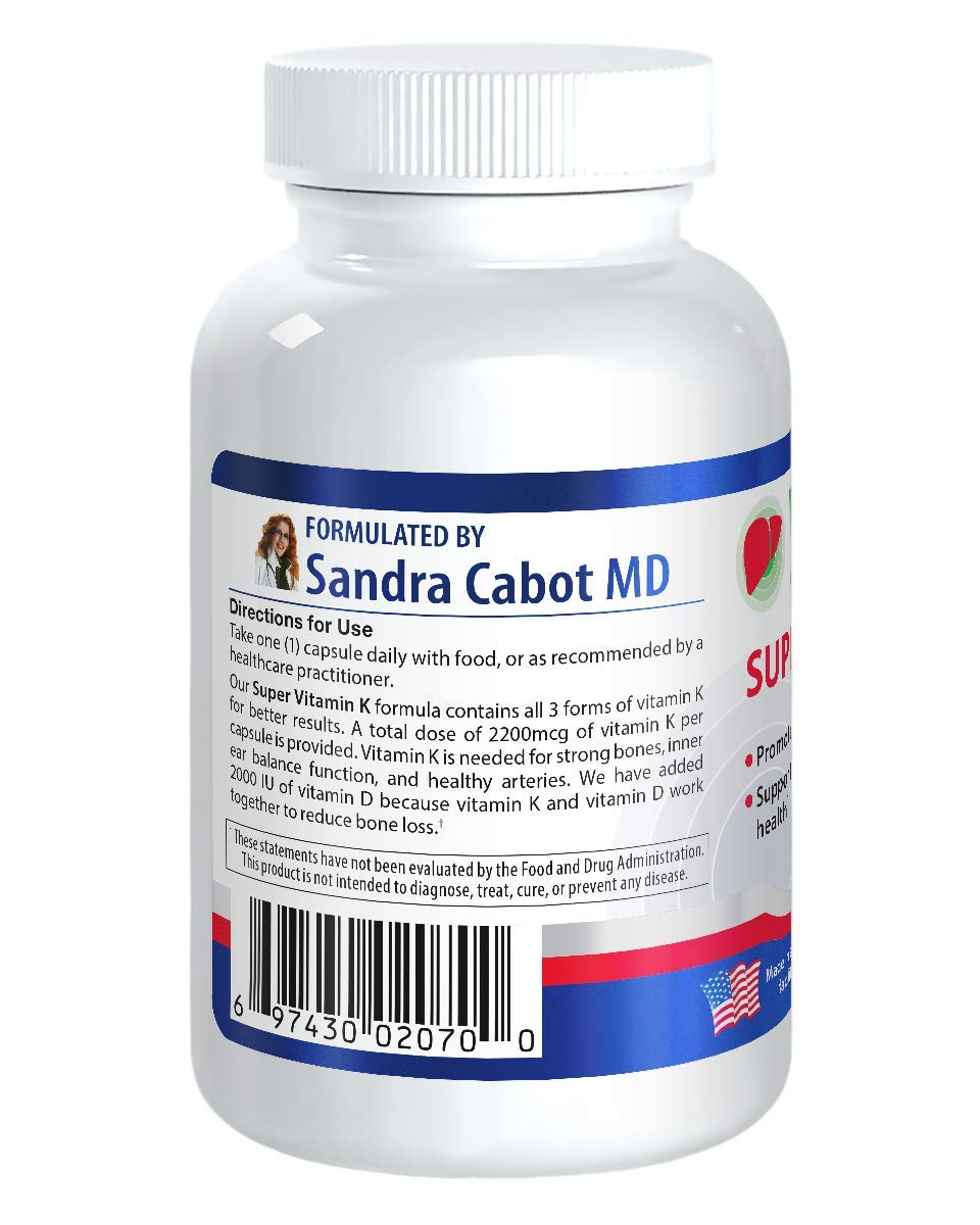 USA imported Liver Doctor Super Vitamin K dietary supplement bottle for bone and immune support
