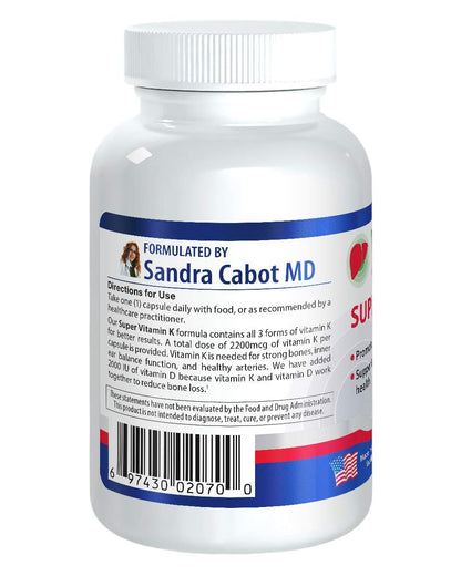 USA imported Liver Doctor Super Vitamin K dietary supplement bottle for bone and immune support