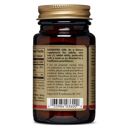 Solgar bone health support tablets nutritional information label details