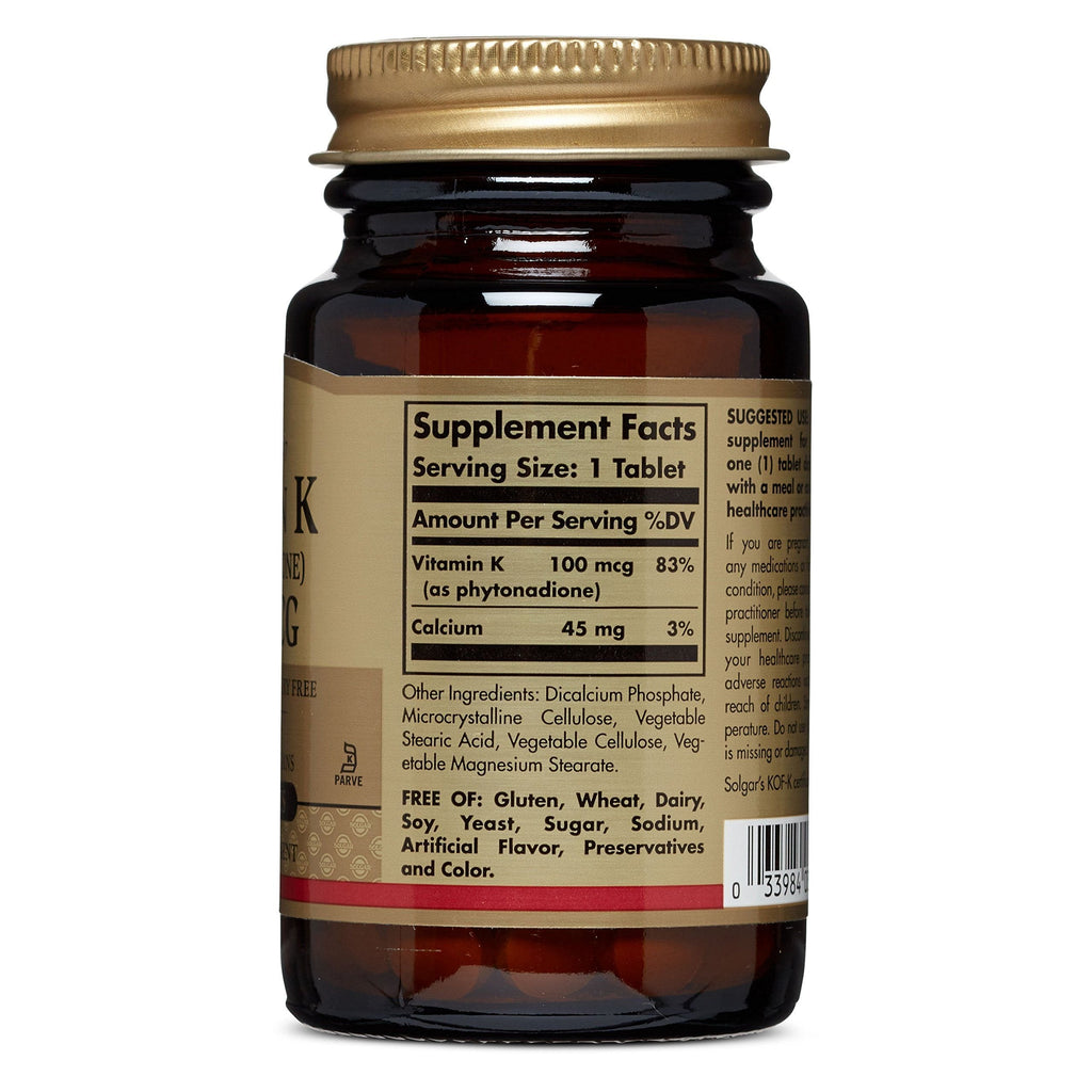 Solgar dark glass vitamin supplement bottle packaging side view