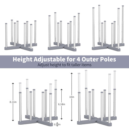 Close up of adjustable height poles on Vaekucean drying rack