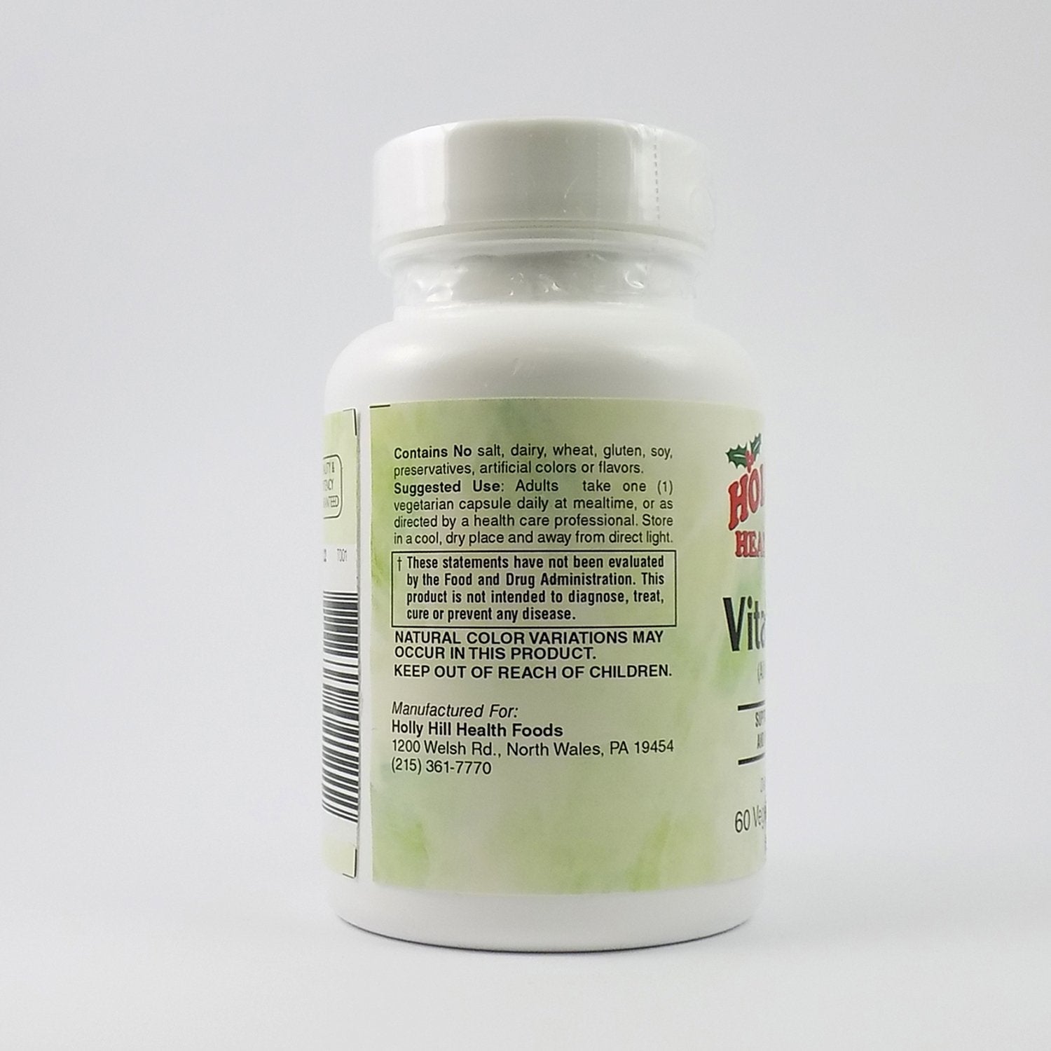 Authentic USA imported Holly Hill Health Foods Vitamin K2 bottle on a clean background