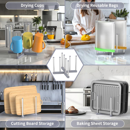 Vaekucean rack holding reusable storage bags and sports bottles
