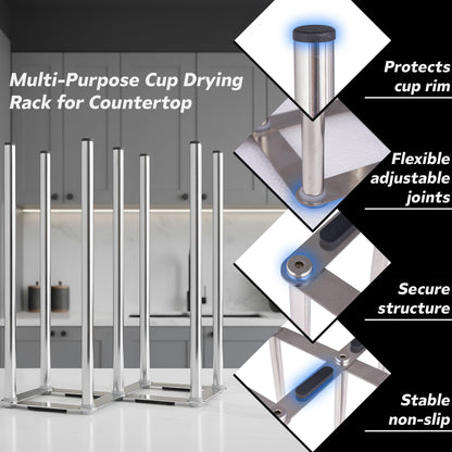 Ansothin bottle drying rack holding various tumblers and mugs