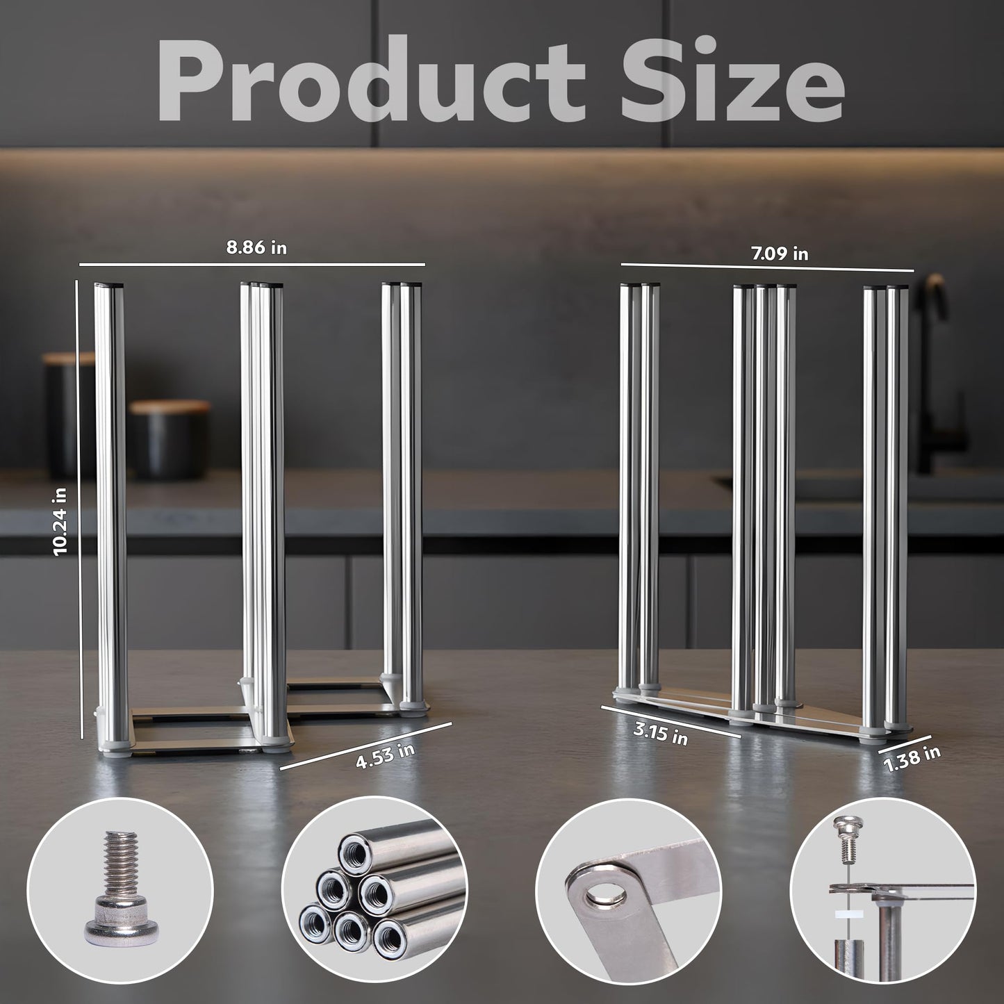 Top down view of 7 peg water bottle organizer