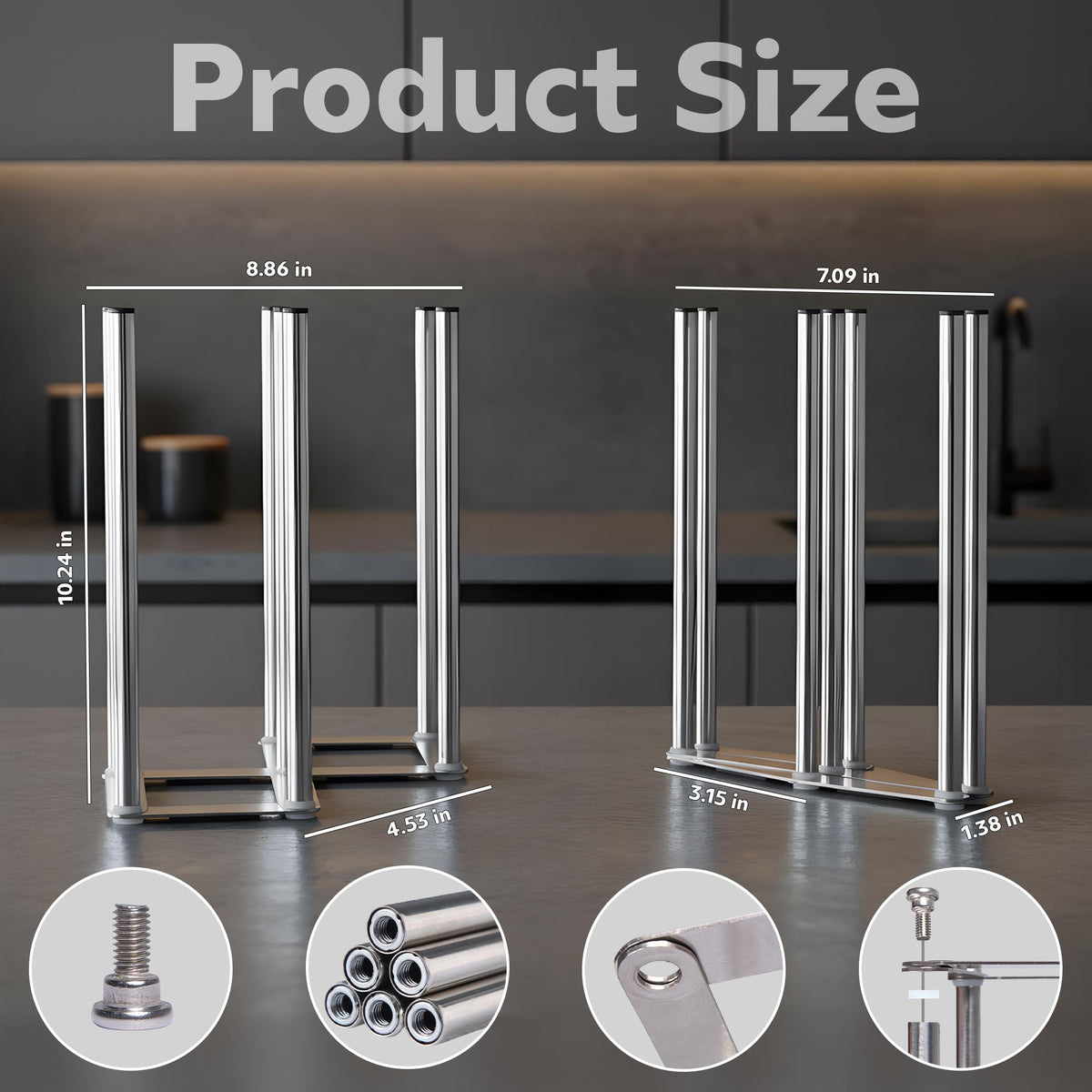 Top down view of 7 peg water bottle organizer