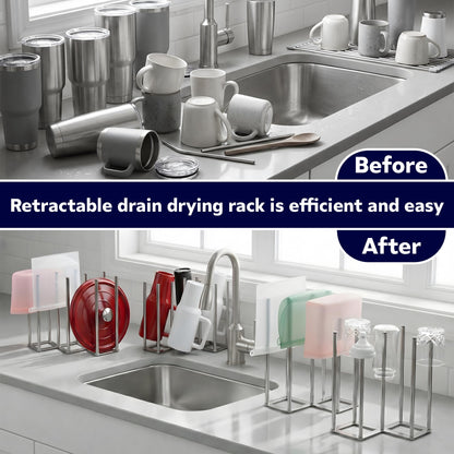 Modern minimalist kitchen counter with bottle drying rack