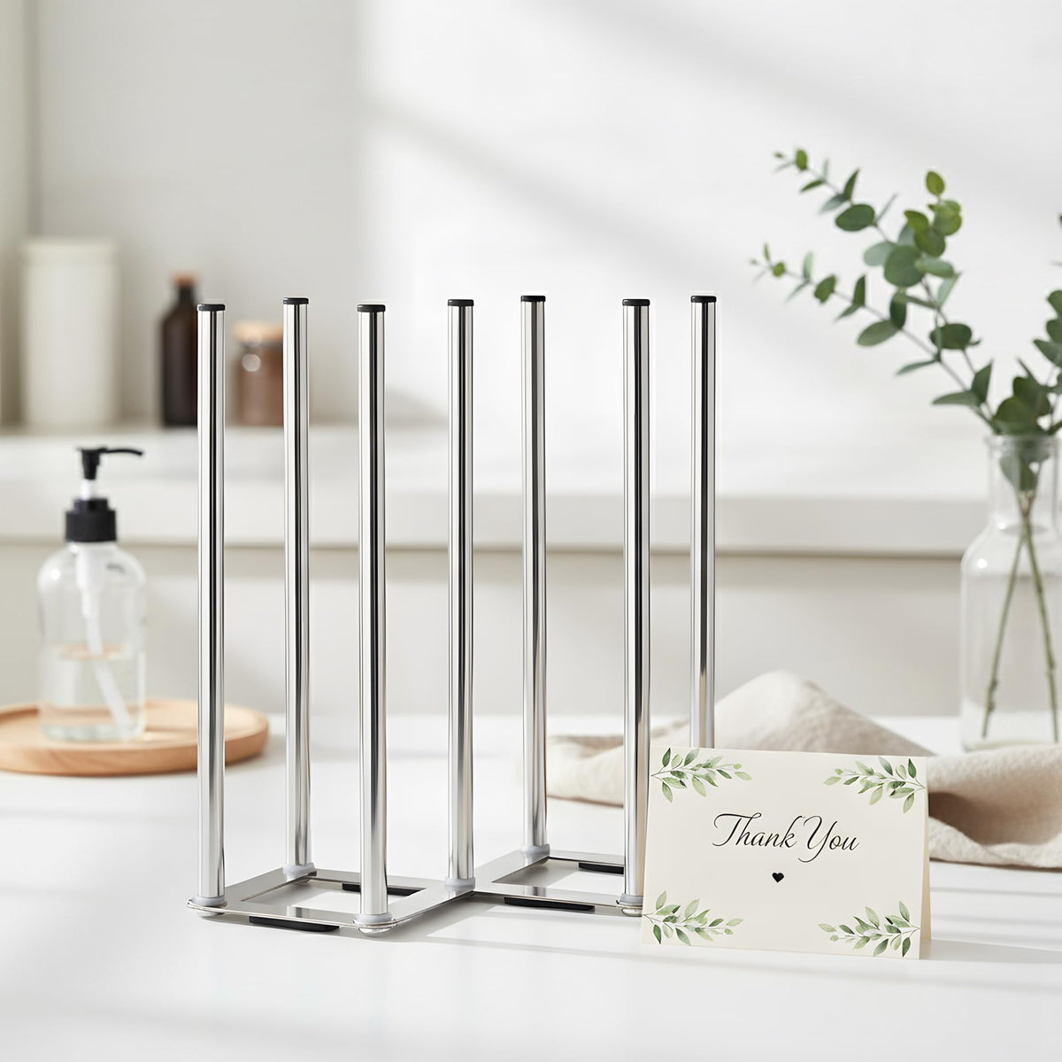 Ansothin stainless steel rack showing silicone tipped pegs