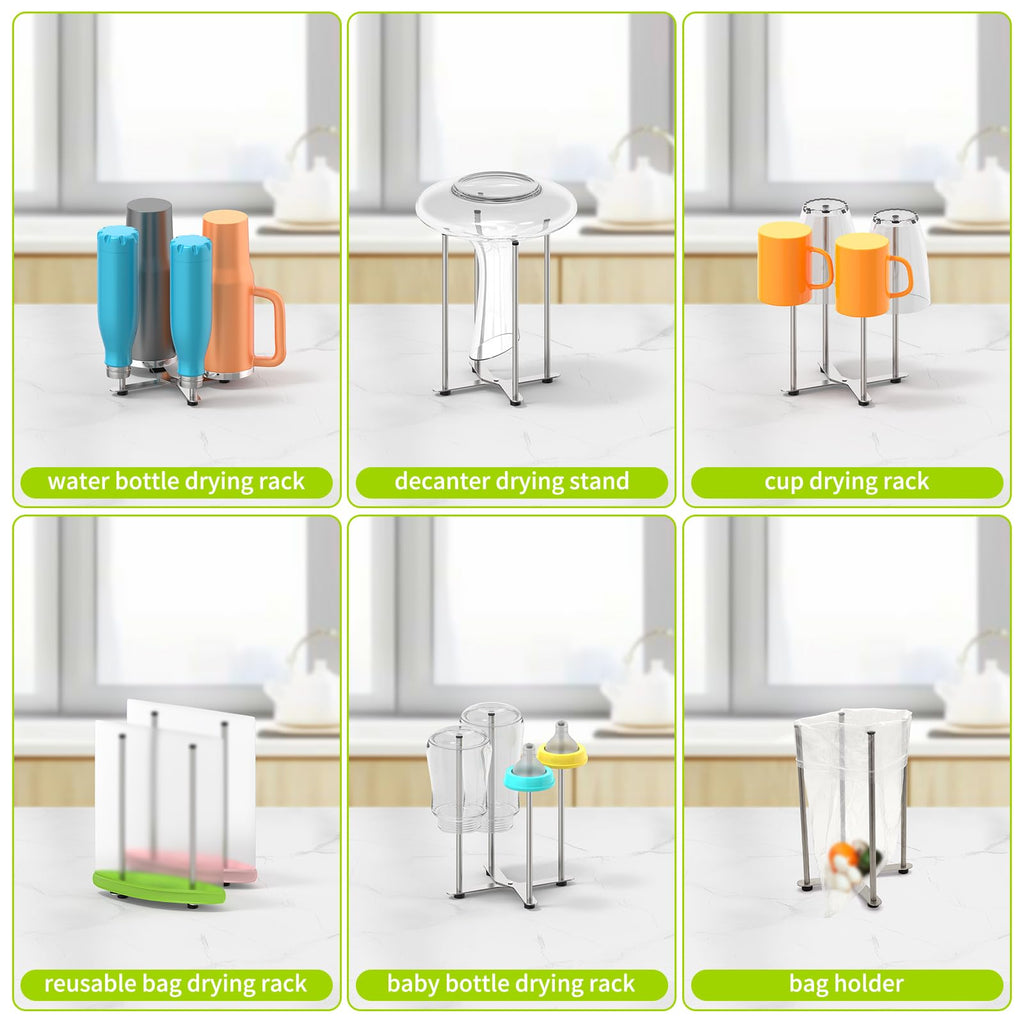 Shilfid multipurpose bottle and wine decanter drying stand