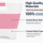 Side view of foldable basin with rubber handles