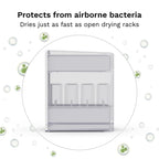 Interior view of Baby Brezza bottle organizer with bottle posts