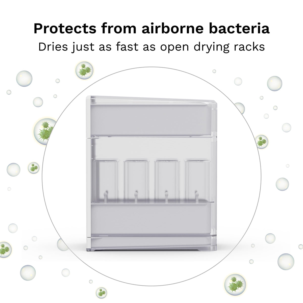 Interior view of Baby Brezza bottle organizer with bottle posts