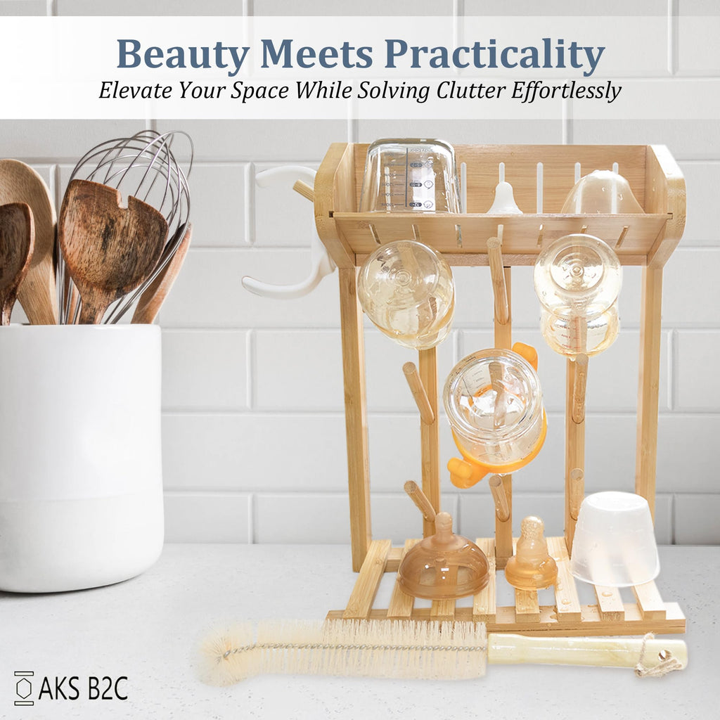 Included cleaning brush for baby bottle rack