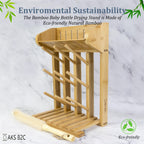 Close up view of natural bamboo wood texture on drying rack