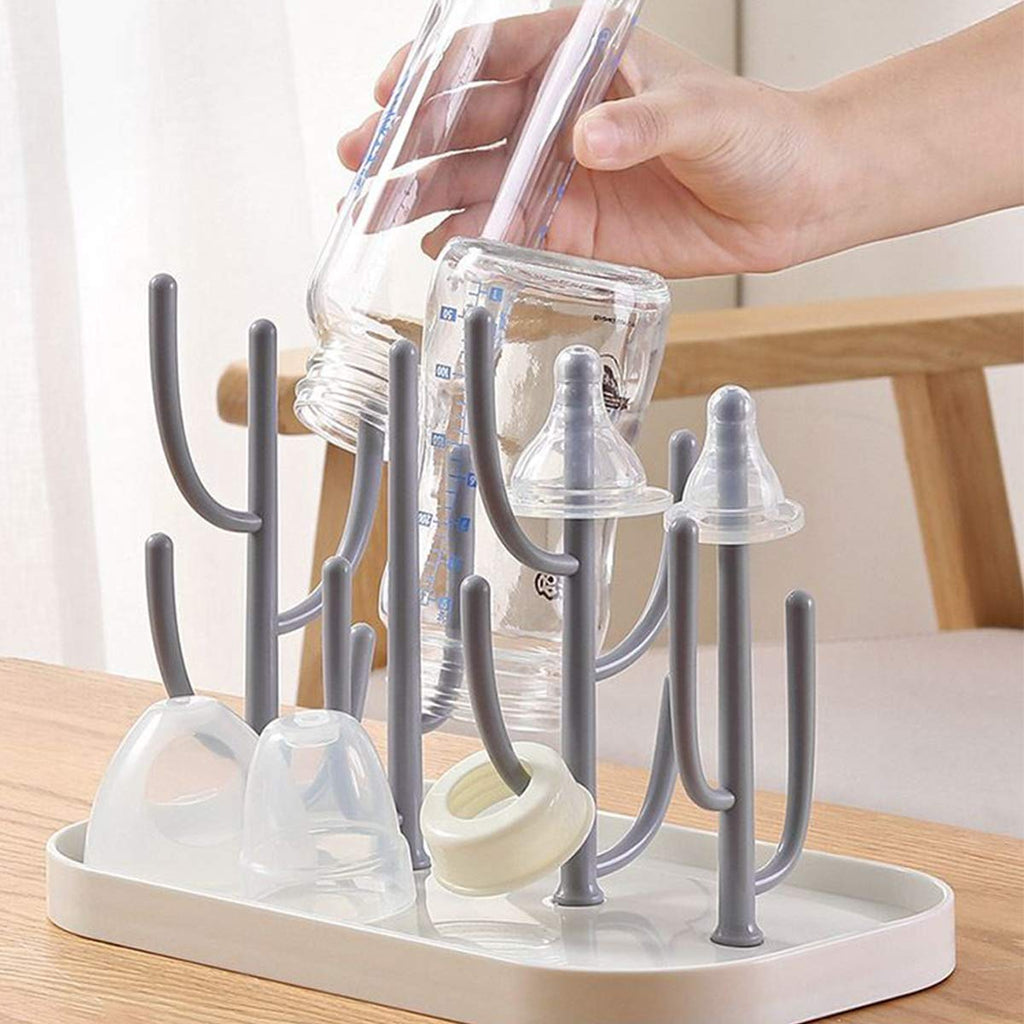 Top view of cactus design baby bottle drying station