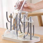 Top view of cactus design baby bottle drying station