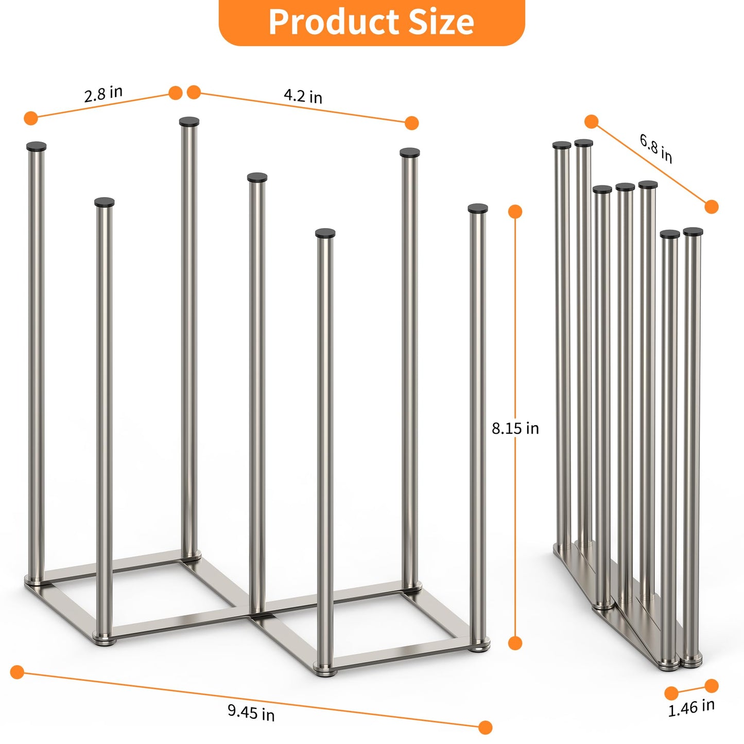Collapsible bottle drying rack showing side profile for storage