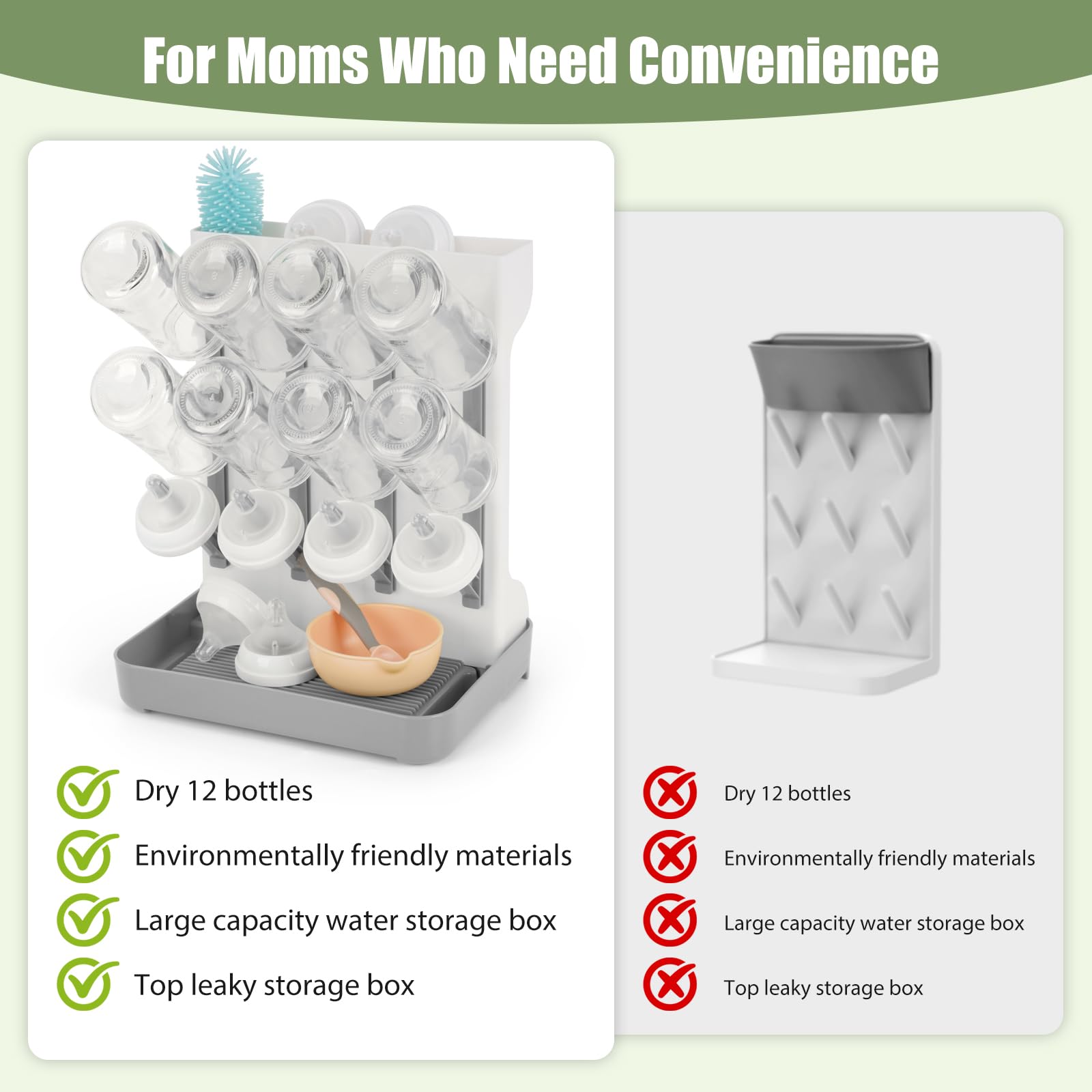 Flysich baby bottle dryer showing detachable drip tray