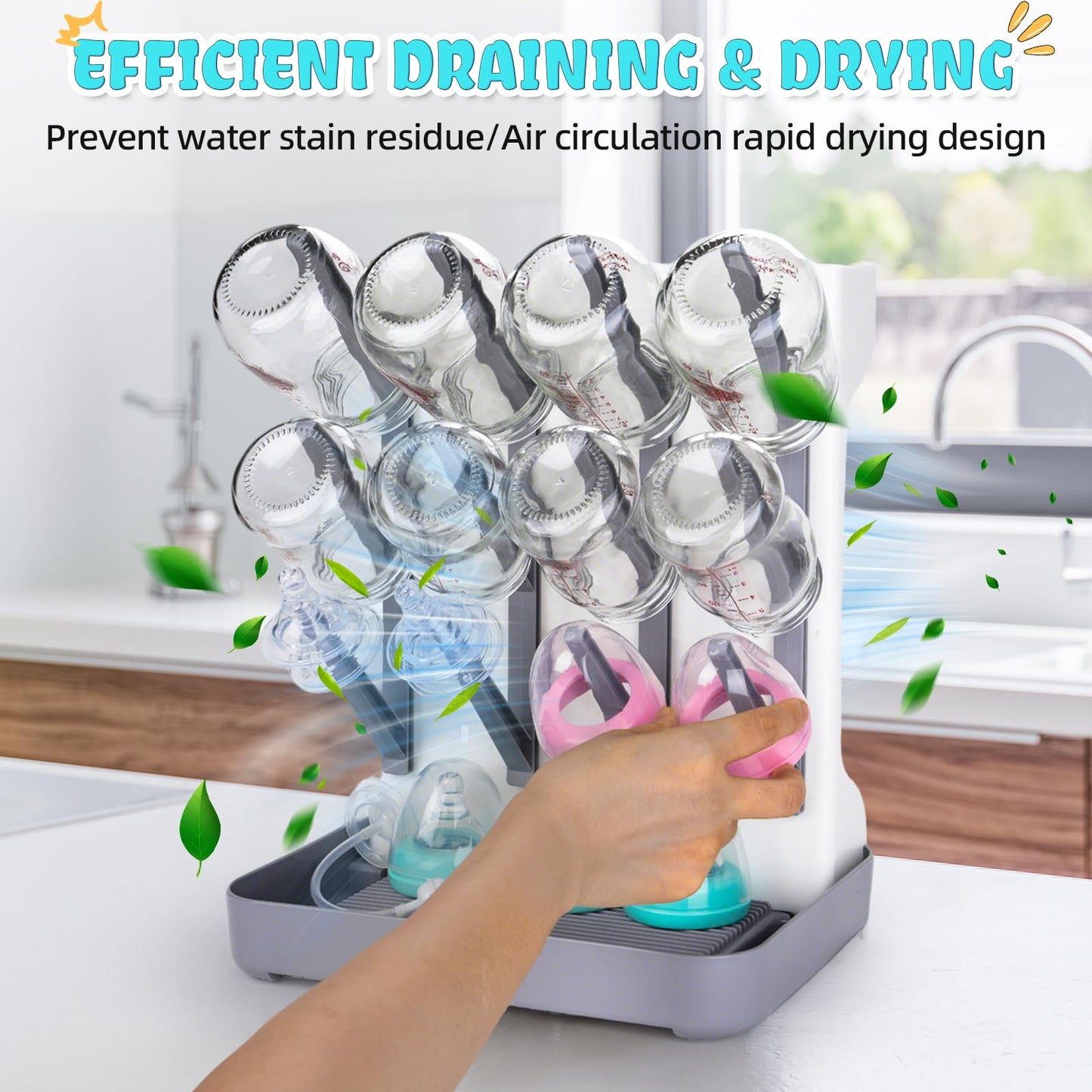 Zyloha baby bottle organizer showing drip tray detail