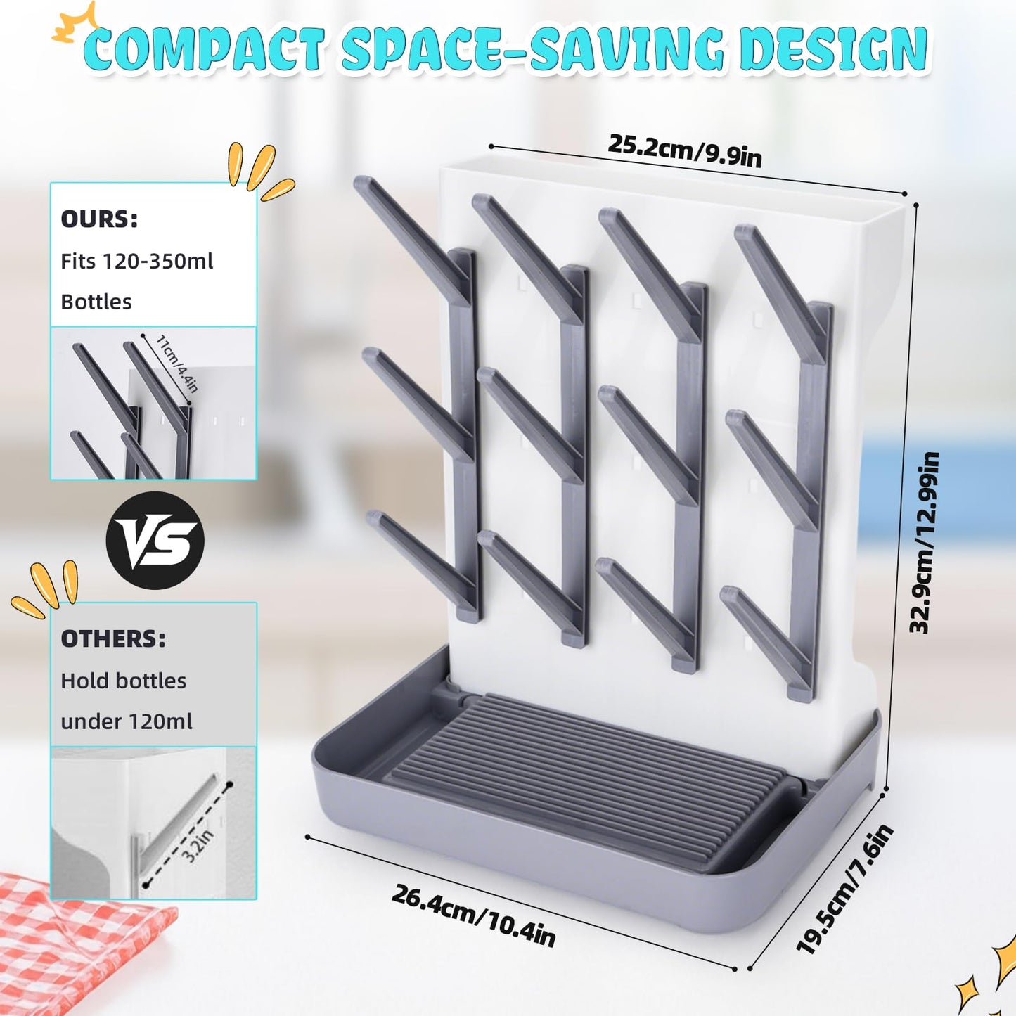 Zyloha space saving bottle holder with brush storage