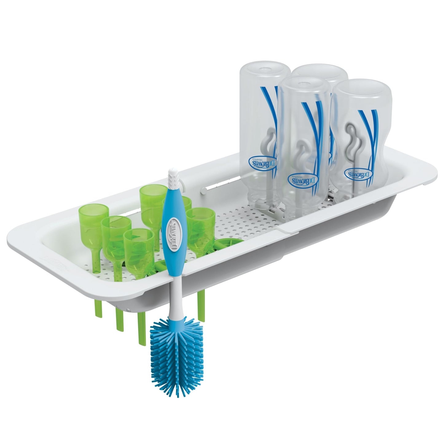 Dr. Brown's bottle drying rack over kitchen sink