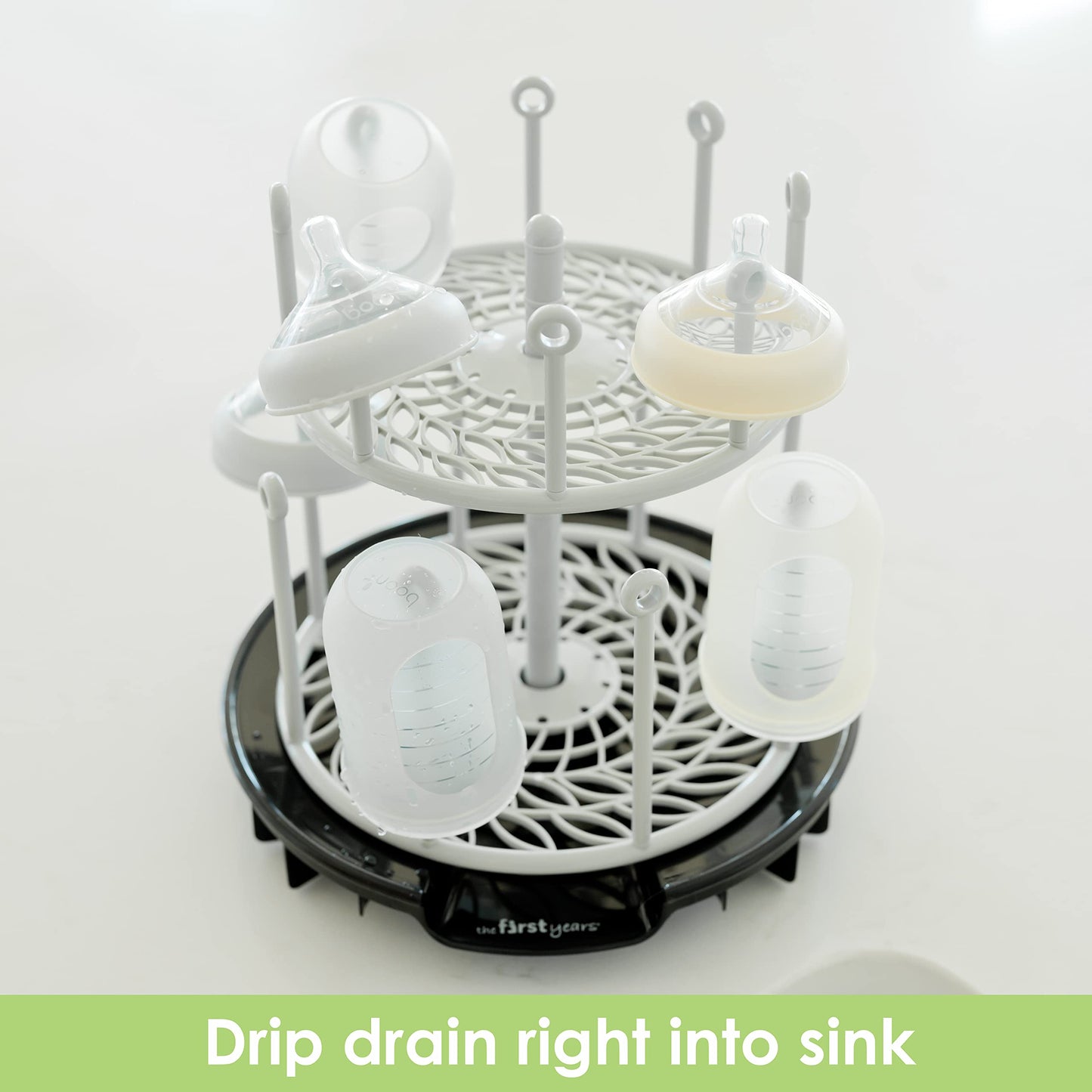 Compact vertical baby bottle drying rack