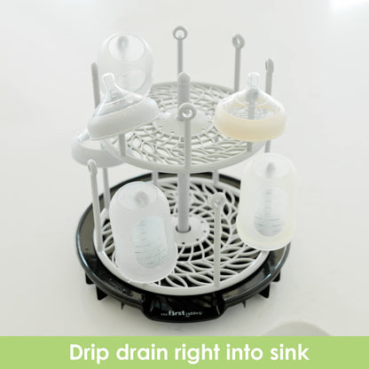 Compact vertical baby bottle drying rack