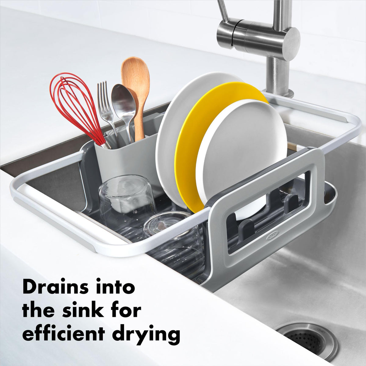 Close up of rustproof aluminum dish rack plate holders