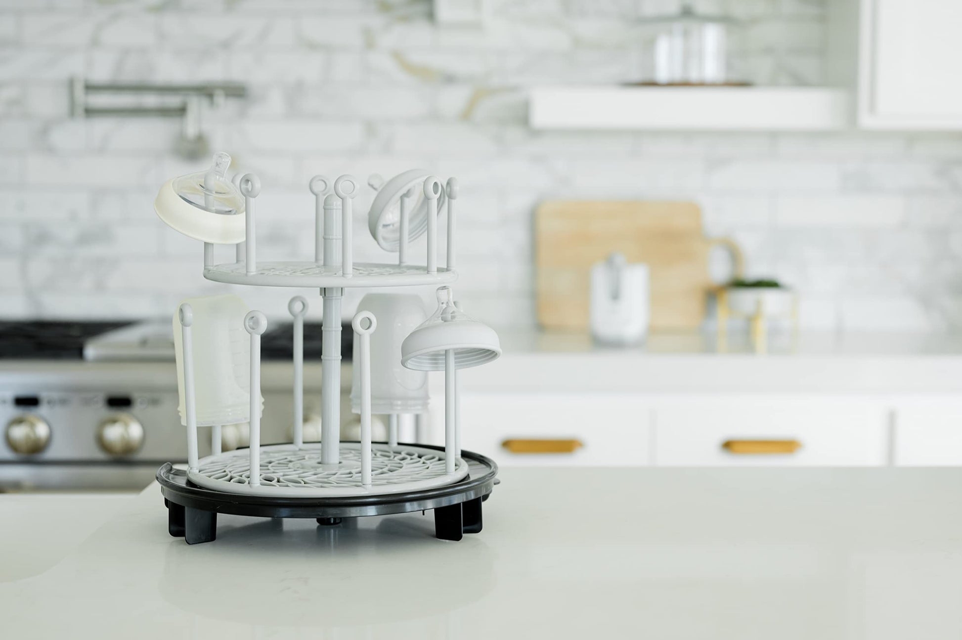 Folded flat bottle drying rack for storage