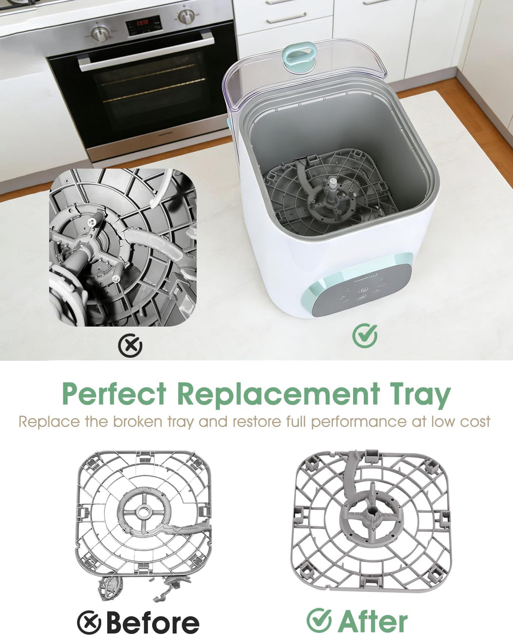Tiga durable base tray replacement accessory for KleanPal Pro
