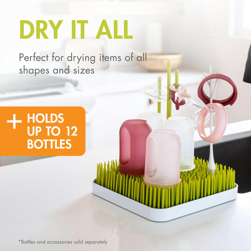 Boon green grass drying rack showing flexible plastic blades