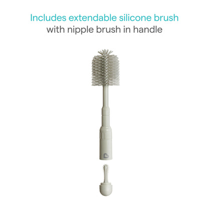 Detail view of silicone bottle brush and nipple cleaner