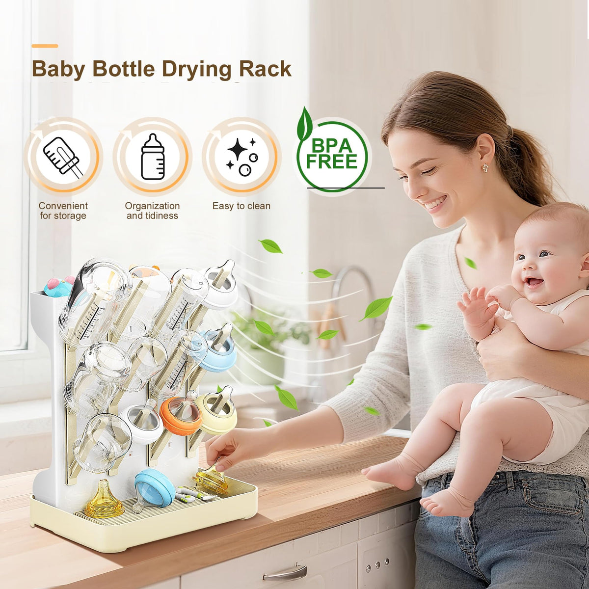 Viddett bottle drying rack with included 4-piece brush set