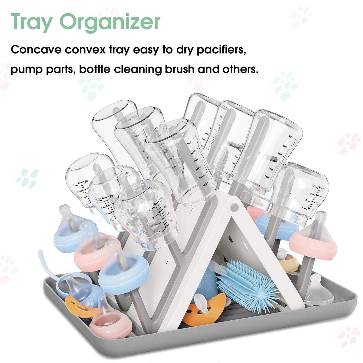 CandyHome bottle drying station holding pump parts and pacifiers