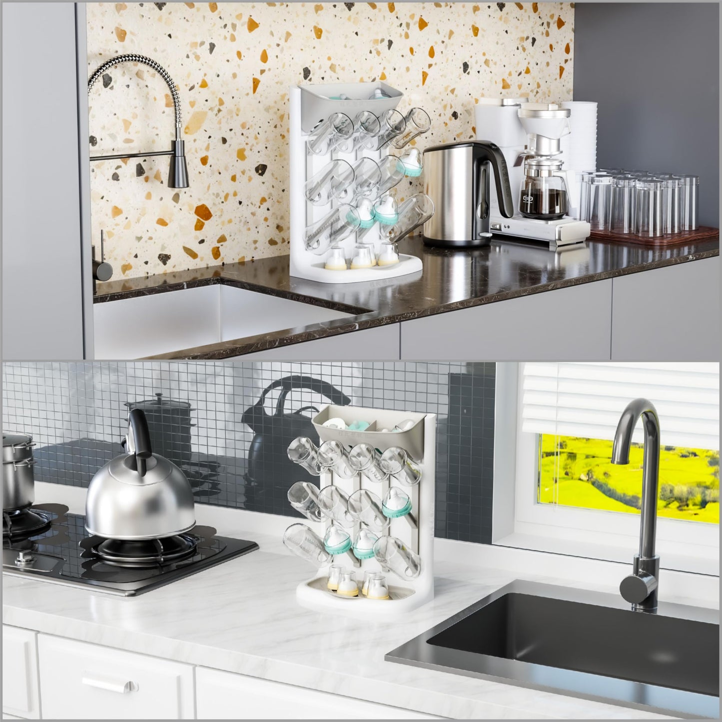 Yieach baby bottle rack holding multiple feeding bottles