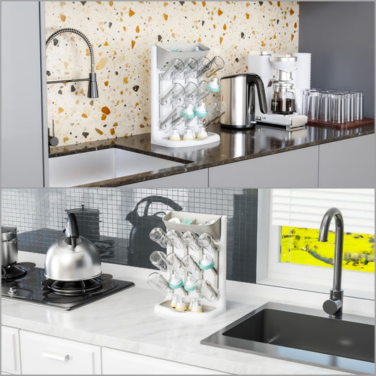 Yieach baby bottle rack holding multiple feeding bottles