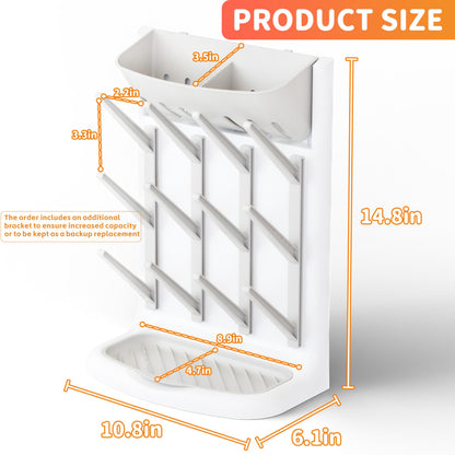Side view of Yieach vertical drying rack showing inclined brackets