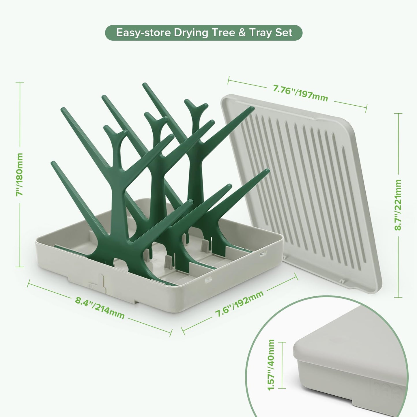 Close up of haakaa bottle rack branch design