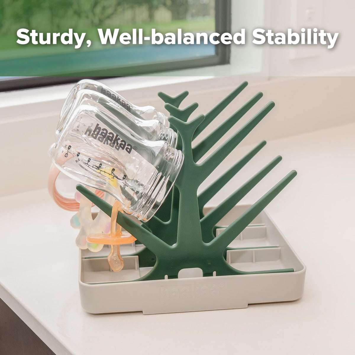 Haakaa baby bottle drying rack base with drip tray