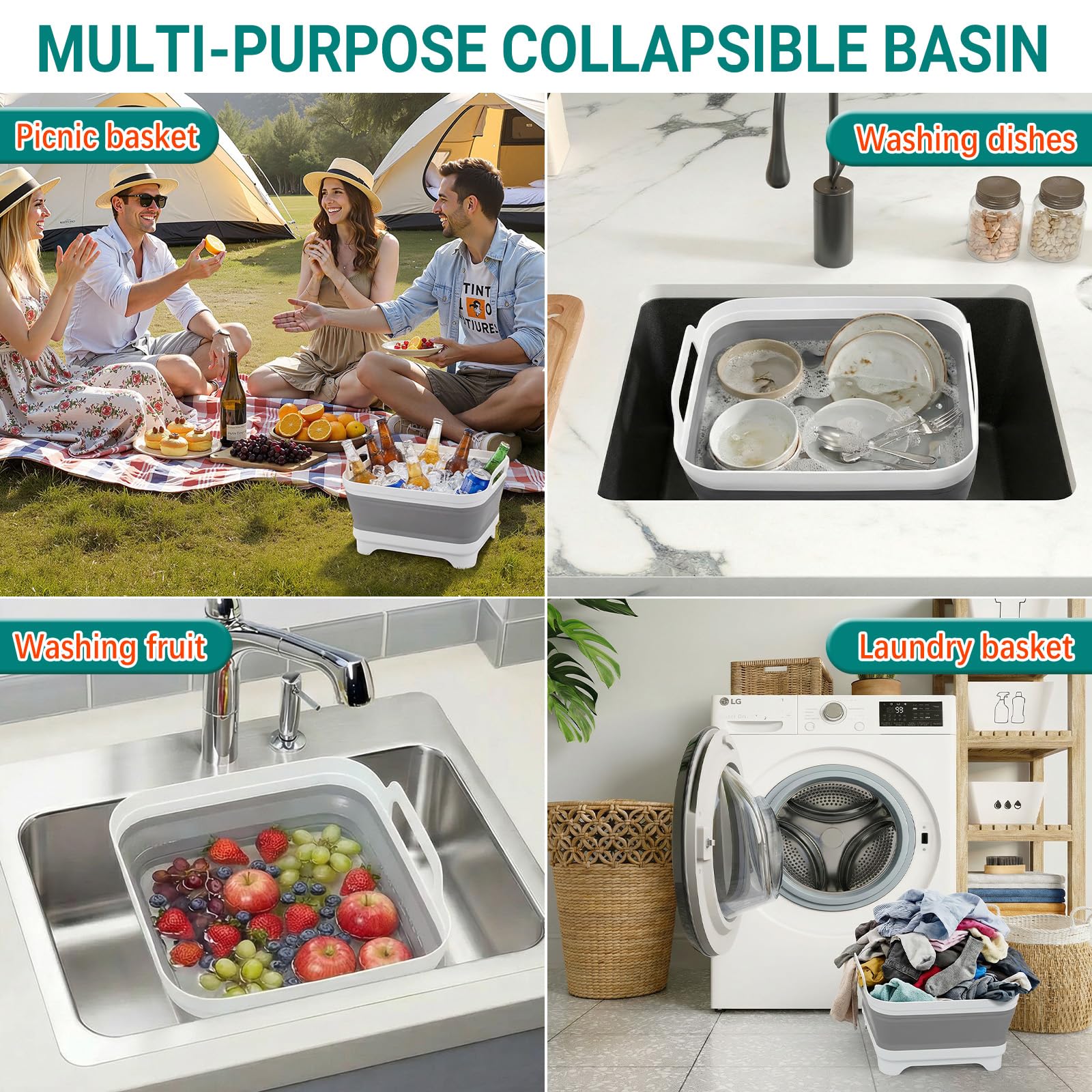 Collapsed Yecuip space saving wash basin for travel