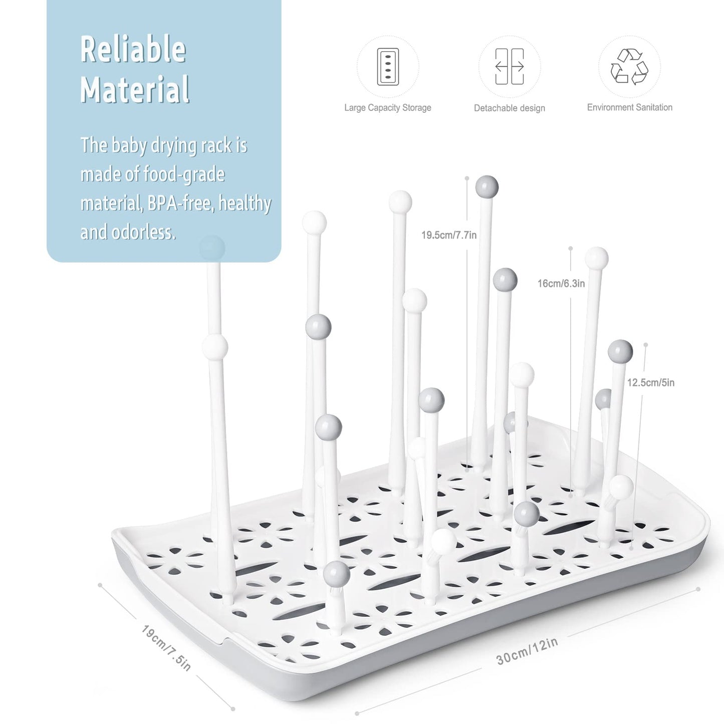 Termichy high capacity bottle dryer rack with gray design